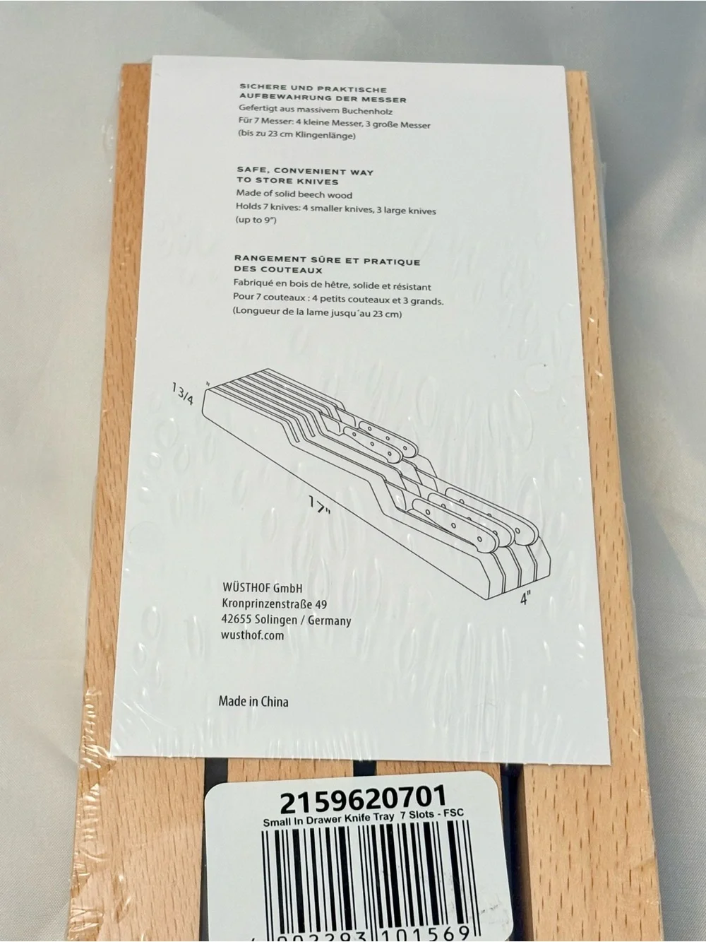 Wusthof Wooden In-Drawer Knife Organizer - Natural Wood